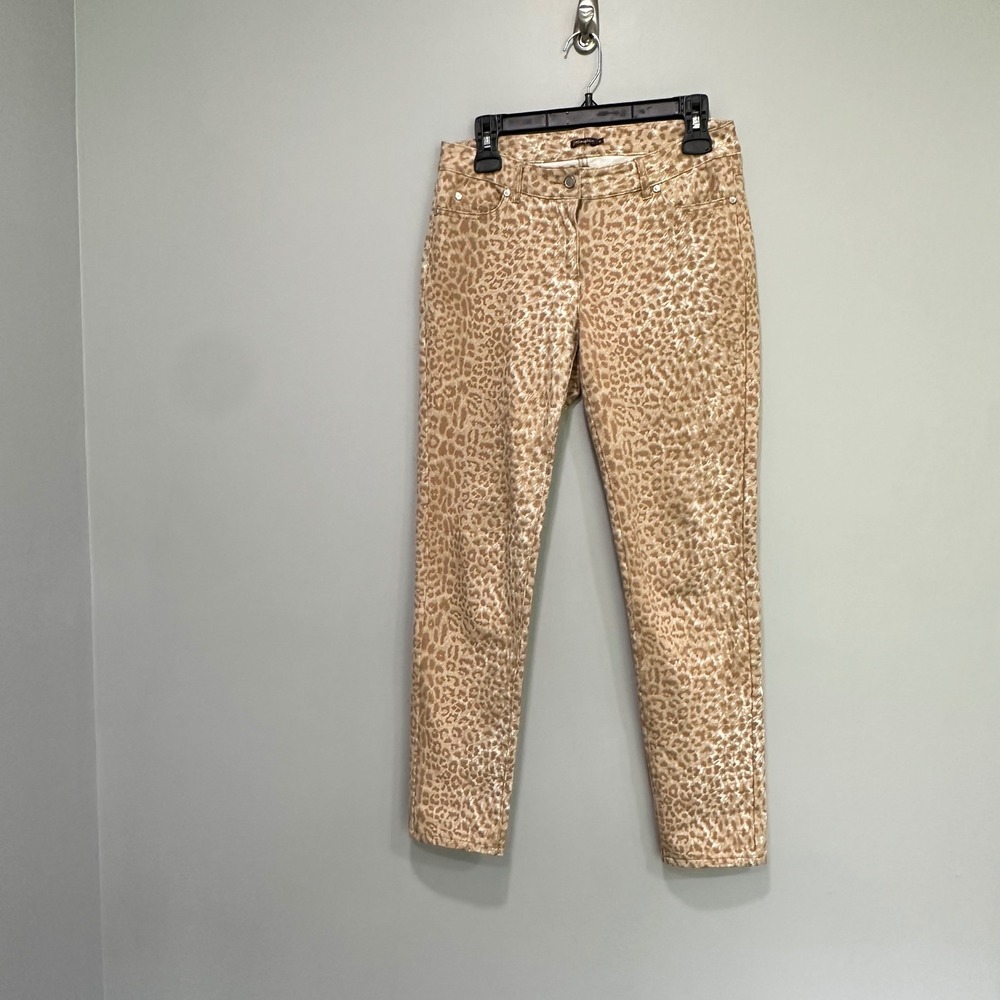 J. McLaughlin Leopard‎ Print Ankle Pants Women's Size 4 Tan Brown Casual